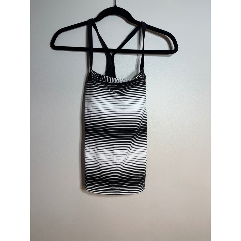 Nike Women's Athletic Tank Top Black White Stripe‎ Racerback Size M